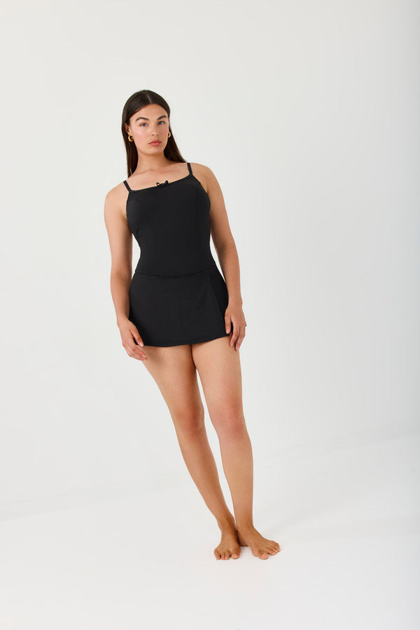 Turkiz Black  Polka Dot Shaping Swim Dress