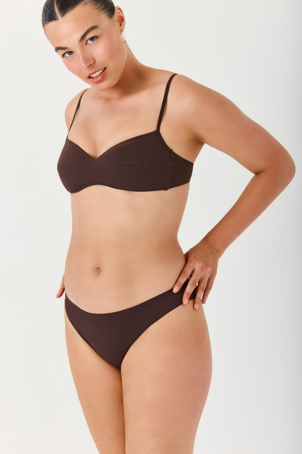 Turkiz Brown Mid-Rise Seamless Bikini Bottoms