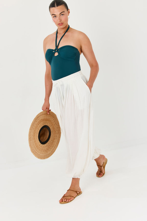 Turkiz Blue One-Piece Swimsuit with Tie Detail