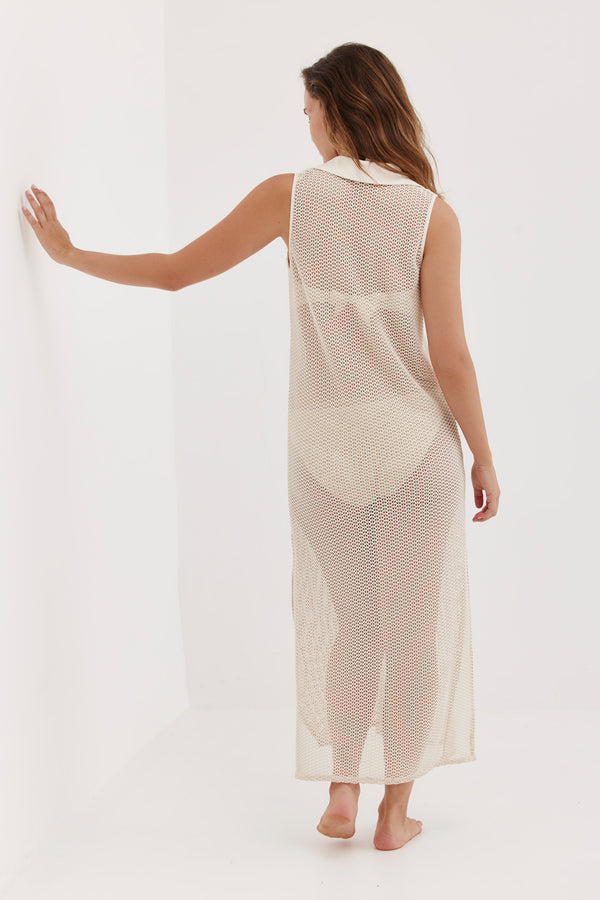 TURKIZ CROCHET BEACH DRESS - CREAM