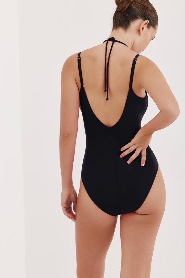 TURKIZ V-NECK ONE PIECE - BLACK