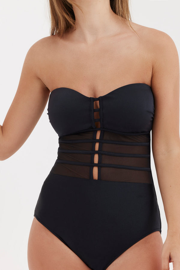 TURKIZ BANDEAU ONE PIECE - SHINY BLACK