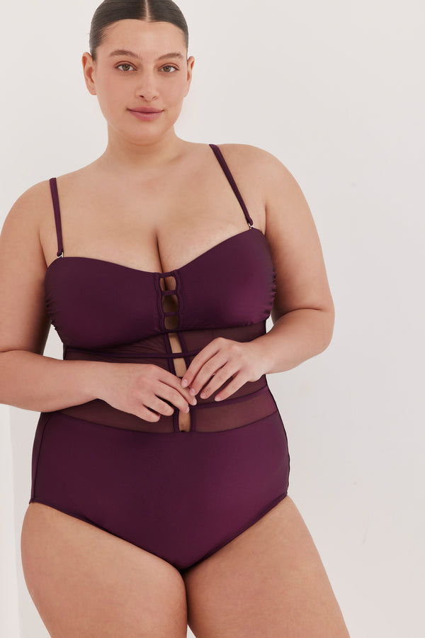 TURKIZ BANDEAU ONE PIECE - SHINY BURGUNDY