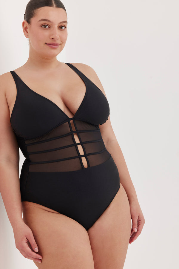 TURKIZ ONE PIECE SWIMSUIT- SHINY BLACK