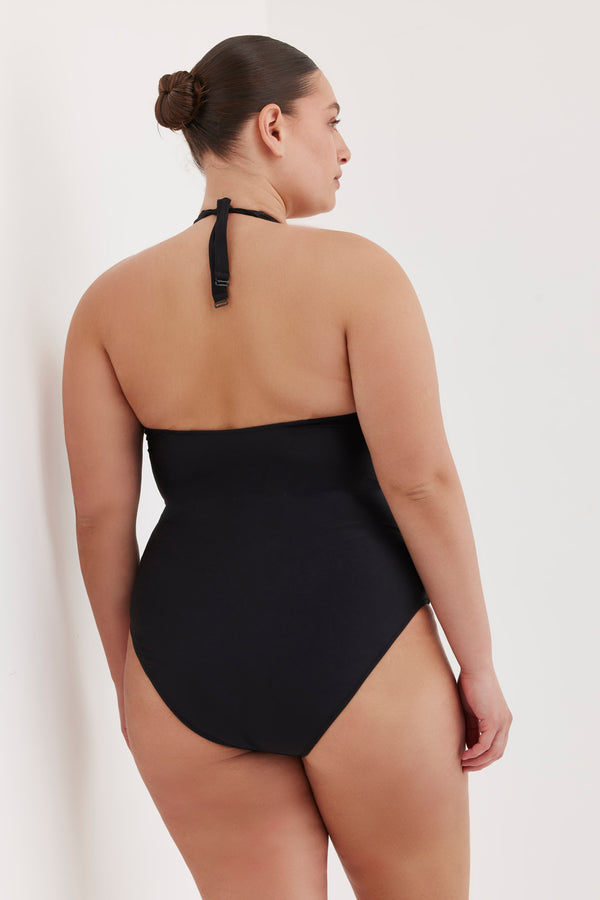 TURKIZ ONE PIECE SWIMSUIT- SHINY BLACK