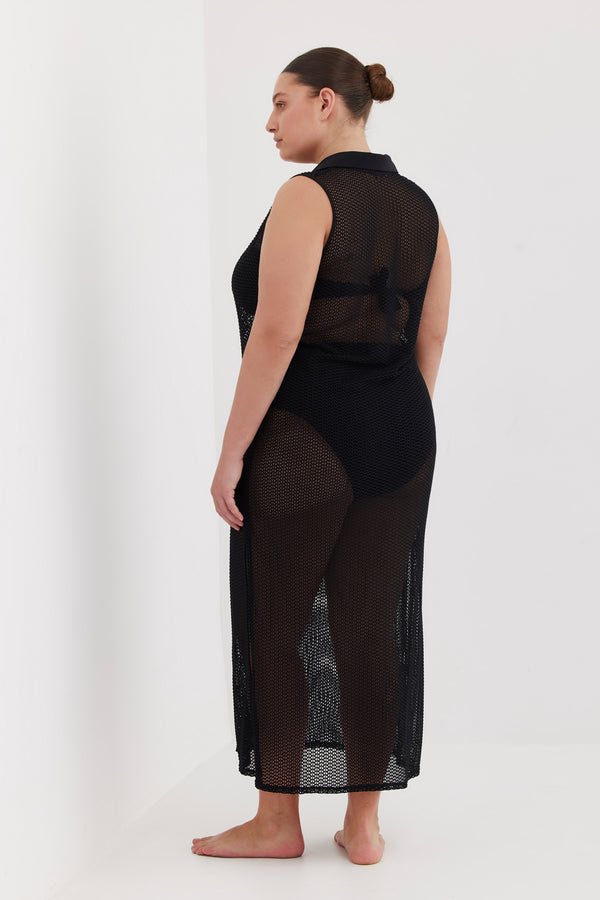 TURKIZ CROCHET BEACH DRESS - BLACK