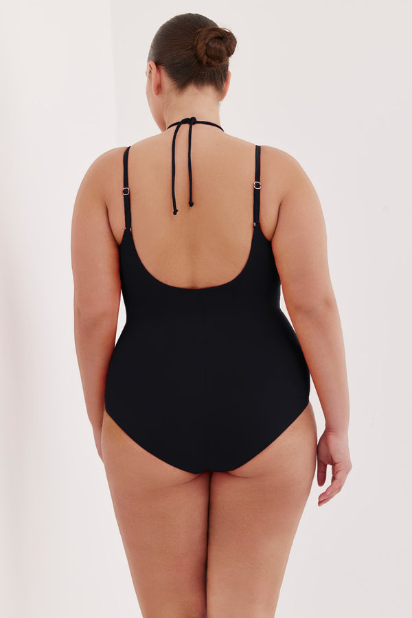 TURKIZ V-NECK ONE PIECE - BLACK