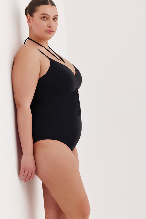 TURKIZ V-NECK ONE PIECE - BLACK