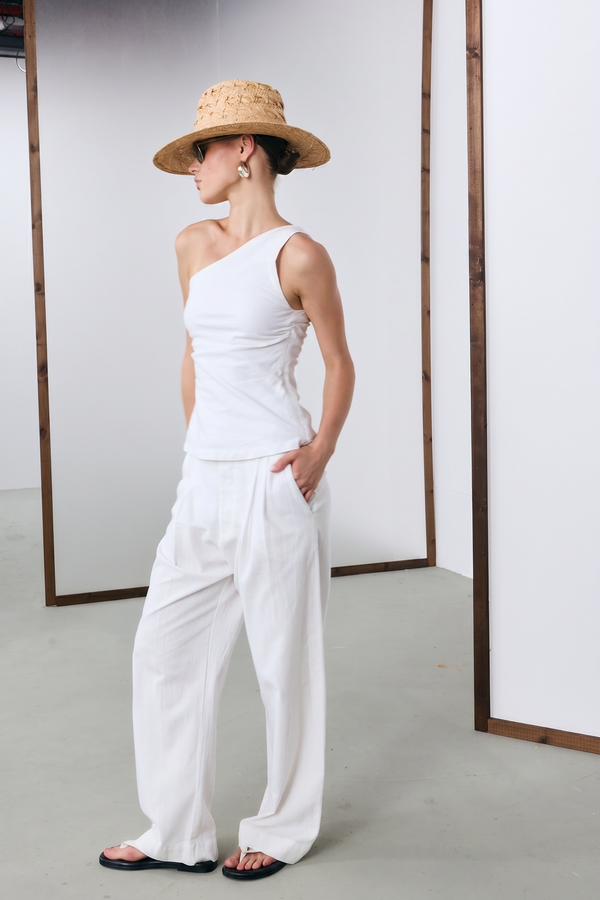 Sorrento One Shoulder Top - White