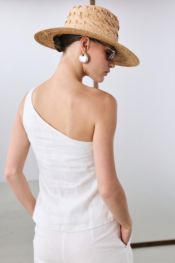 Sorrento One Shoulder Top - White