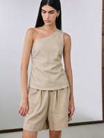 Sorrento One Shoulder Top - Beige
