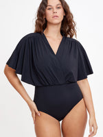GOTTEX MODEST V-NECK WIDE SLEEVE ONE PIECE SWIMSUIT